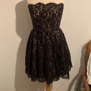 Black Lace and Cream Robert Rodriguez Dress, Size 6, Strapless, Quality